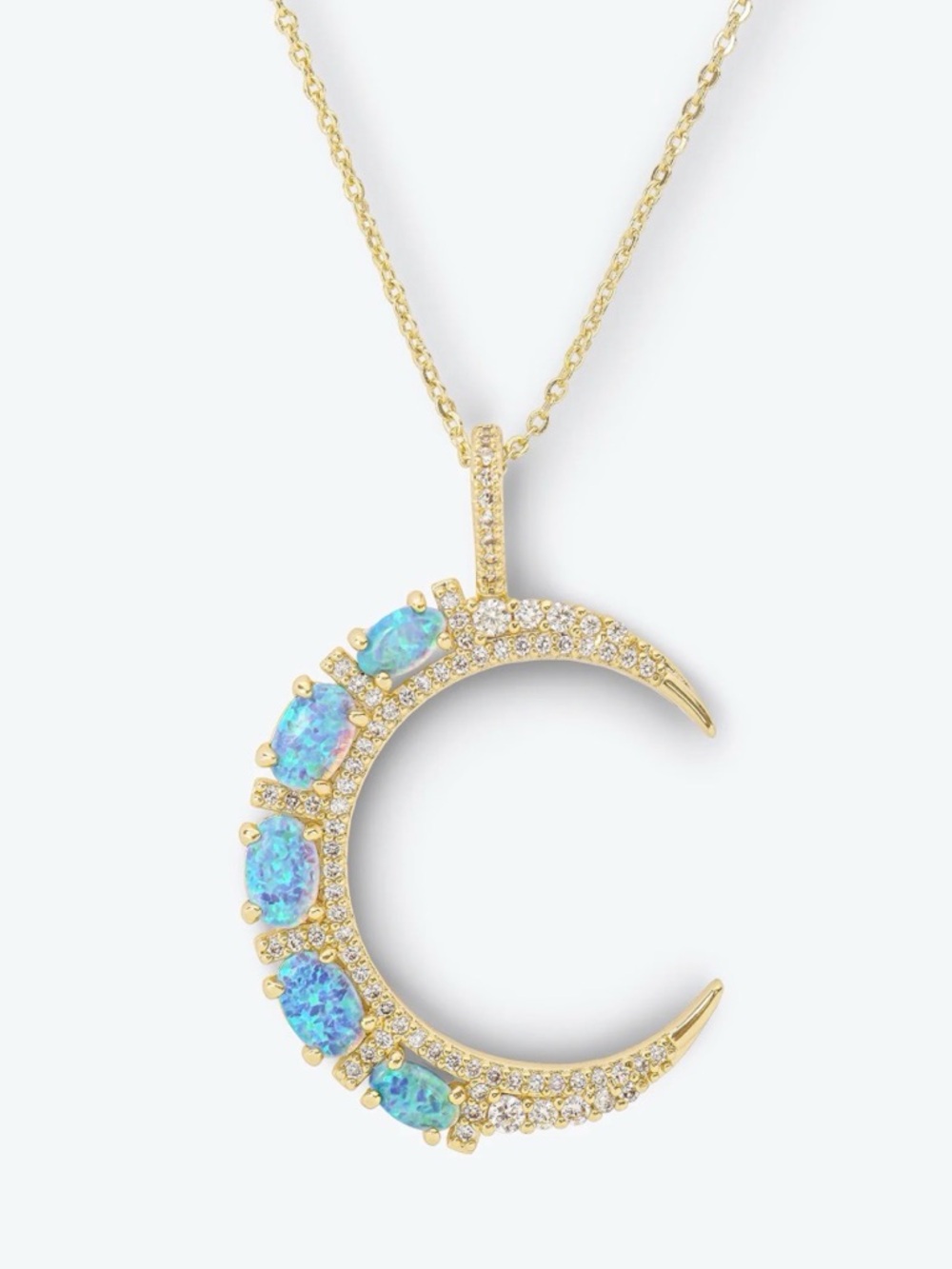 Melinda Maria Gold She’s an Icon blue opal moon necklace